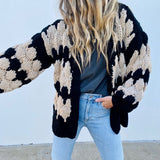 Patcute sambas outfits New Autumn and Winter Women's Clothing Contrast Color Knitted Women's Cardigan Sweater