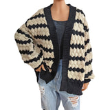 men fall outfits casual 2024 Autumn and Winter Women's Warm Cardigan Sweater Three-Dimensional Contrast Color Striped Woven Casual Coat