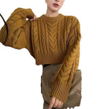 old money outfits Western Style Short Thick Needle Thickened Sweater Women's 2024 Autumn and Winter High Waist Sweater Japanese Style Lazy Style Soft Glutinous Top