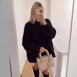  fashion Autumn and Winter New Loose Half Turtleneck Commuter Style Fake Reverse Wear Knitted Pullover Solid Color Sweater for Women