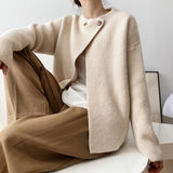 business casual outfits Korean Style round Neck Button Knitted Cardigan Women's Top Spring and Autumn New Lazy Style Simple Casual Sweater Women's Fashion