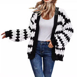 sambas outfits New Autumn and Winter Women's Clothing Contrast Color Knitted Women's Cardigan Sweater 