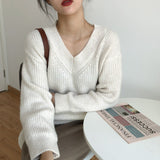 Fall outfits Sweater Lazy Style V-neck Pullover Women's Loose 2024 Autumn and Winter Korean Style New Retro Women's Sweater