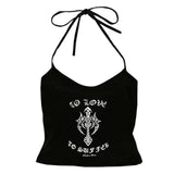 Patcute 2000s fashion Sexy Style Small Sling Spicy Girl Letter Print Contrast Color Slim Slimming Cross Bottoming Vest