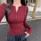 Patcute 2000s fashion Autumn and Winter New American Fashion Retro Niche V-neck Long Sleeve Inner and Outer Wear Bottoming Shirt Slim Slimming Top for Women