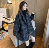  Plaid Mid-Length Thickened Women's Autumn and Winter New Chanel Style High-Grade Loose Woolen Coat Suit Jacket for Women