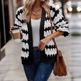 sambas outfits New Autumn and Winter Women's Clothing Contrast Color Knitted Women's Cardigan Sweater 