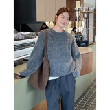 outfit inspo Alpaca Velvet Soft Glutinous Sweater 2024 Winter New Korean Style Minimalist Long Sleeve Sweater M9253