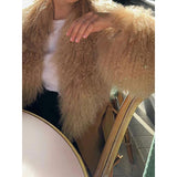 Patcute 2000s fashion Fashion Stitching Fur Coat 2024 Fashion Winter Women's Button Warm Coat