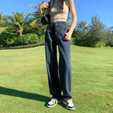 outfit ideas High Waist Straight Jeans Women's Autumn and Winter Retro Design Pants Loose Slimming Small Mop Wide Leg Pants