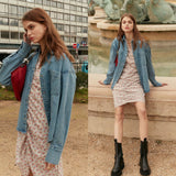 fall 2024 fashion trends Workwear Pocket Small Pointed Collar Denim Shirt Jacket