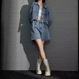 fall 2024 fashion trends Denim Coat Short Ripped Loose Long Sleeve Spring and Autumn Jacket for Women Summer