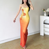 calico hair Style 2024 Summer New Women's Clothing Street Fashion Sexy Sling Long Dress Women