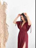 dress to impress codes 2024 Spring and Summer New V-neck Twist Split Loose Casual Street Lace-up Dress Women