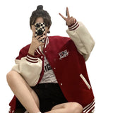 dream clothes Korean Style Towel Embroidered BF Lazy Fleece-lined Baseball Uniform Women's Sweater Autumn and Winter Ins Trendy All-Matching Sweater Top for Women