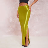 Patcute guys in skirts D24sk279 Skirt Summer Draping Satin Multi-Color Mid-Length High Waist Sheath Skirt