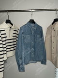 fall 2024 fashion trends Workwear Pocket Small Pointed Collar Denim Shirt Jacket