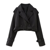 2024 fall fashion trends Spring and Autumn New Women's Style with Belt Long Sleeve Short Casual Trench Coat