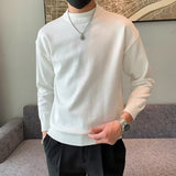 mens outfits Spring and Autumn New Pure Color Sweater Men's Fresh round Neck Basic Long Sleeve Youth Casual Drop Shoulder Bottoming Shirt