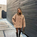 Patcute fall 2024 fashion trends 2024 Autumn New Fashion Women's Lapel Oblique Breasted Warm Wool Blend Loose Short Coat