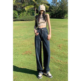 outfit ideas High Waist Straight Jeans Women's Autumn and Winter Retro Design Pants Loose Slimming Small Mop Wide Leg Pants