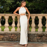 birthday outfit Summer New Sexy Fashion Sweet and Spicy Style Dress Halter Hollow White Backless Slimming Dress