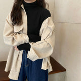 fall outfits aesthetic Corduroy Coat Women's Autumn and Winter All-Matching Jacket New Retro Hong Kong Style Mid-Length Shirt Fashionable Top