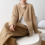 business casual outfits Korean Style round Neck Button Knitted Cardigan Women's Top Spring and Autumn New Lazy Style Simple Casual Sweater Women's Fashion