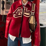 90s streetwear 2024 Spring and Autumn New Retro Lapel Letter Printed Coat Jacket Baseball Uniform Personalized Street