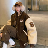 dream clothes Korean Style Towel Embroidered BF Lazy Fleece-lined Baseball Uniform Women's Sweater Autumn and Winter Ins Trendy All-Matching Sweater Top for Women