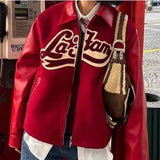 90s streetwear 2024 Spring and Autumn New Retro Lapel Letter Printed Coat Jacket Baseball Uniform Personalized Street