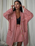 2024 fall fashion trends New Fashion Plaid Texture Pocket Button Temperament Long Sleeve Cardigan Suit Skirt