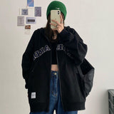 Patcute 90s streetwear Extra Large Size Spring and Autumn New Women's Clothing Fashionable Versatile Fat Loose Sweater Jacket Thin Hooded