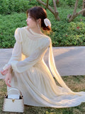 Patcute French Elegant Slim Ruffle Dress Summer Women Graduation Evening Party Robe Female Bubble Sleeve Korean Chiffon Vestidos