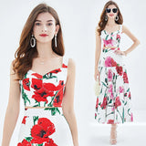 Patcute  Runway Summer Maxi Skirt Top Suit Two Pieces Womens Outfits Fashion Floral Print Spaghetti Strap Holiday Beach Dress Set M530