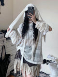 Patcute   Harajuku Hollow Out Sweater Women Grunge Oversized Knitted Jumper Fairycore Detachable Long Sleeve Tops Y2K Aesthetic