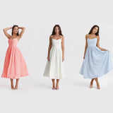 Patcute Women Elegant Long Party Dresses Pink Spaghetti Strap A Line Dress Casual Holiday Vacation Ladies Birthday Dress