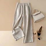 Patcute  Cotton Linen Pants for Women Vintage Solid High Waist Wide Leg Pants Woman  Summer Casual Loose Straight Trousers