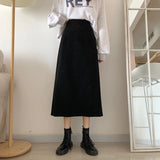 Patcute   Corduroy Long Skirts Women Autumn Winter Straight Design Students Casual Skirt Korean Fashion High Waist A-Line Skirts