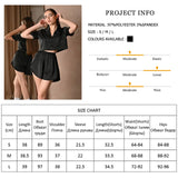 Patcute  Linad Black Pajamas For Women 2 Piece Sets Loose Short Sleeve Crop Top Female Home Suits With Shorts Spring Casual Sleepwear