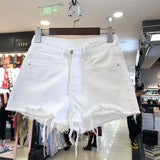 Patcute  Shorts Women Spring And Summer Ripped Denim Shorts Women's High Waist Irregular White Short Pants Ropa Mujer