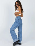 Patcute  Women Baggy Jeans Lady Streetwear Y2K Punk Loose Wide Leg Oversized Cuffs Full Long Denim Pants Vintage Straight Leg Trousers