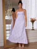 Patcute New Summer Elegant Maxi Dress 2024 New Arrival Purple Spaghetti Strap Wedding Guest Dress Lace Up Party Dresses