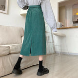 Patcute   Corduroy Long Skirts Women Autumn Winter Straight Design Students Casual Skirt Korean Fashion High Waist A-Line Skirts