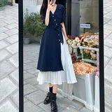 Patcute V-Neck Long Dress Korean Fashion Robe Playa Summer Dresses Women 2024 Casual Urban Trendyol Female Clothing Elegant Gowns Basic