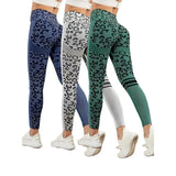 Patcute  Women's 3-Piece Yoga 9 Minute Pants High Waist Belly Stretch Tights Leopard Print Seamless Quick Drying Fitness Pants