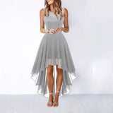 Patcute Female Dress Lace Dress Bow Belt Irregular Length  Wedding Guest Sleeveless Bridesmaid Cocktail Party Womens Dresses