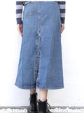 Patcute  Yaphleet Vintage Girls Y2K Elegant Denim Skirts 2024 Fashion Ladies Casual Pockets Split Skirt for Women Chic Loose Clothes