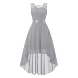 Patcute Female Dress Lace Dress Bow Belt Irregular Length  Wedding Guest Sleeveless Bridesmaid Cocktail Party Womens Dresses