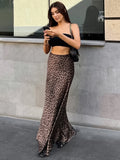 Patcute Women's leopard print print sexy wrap buttocks fishtail skirt floor mopping women's half skirt summer women's drape long skirt